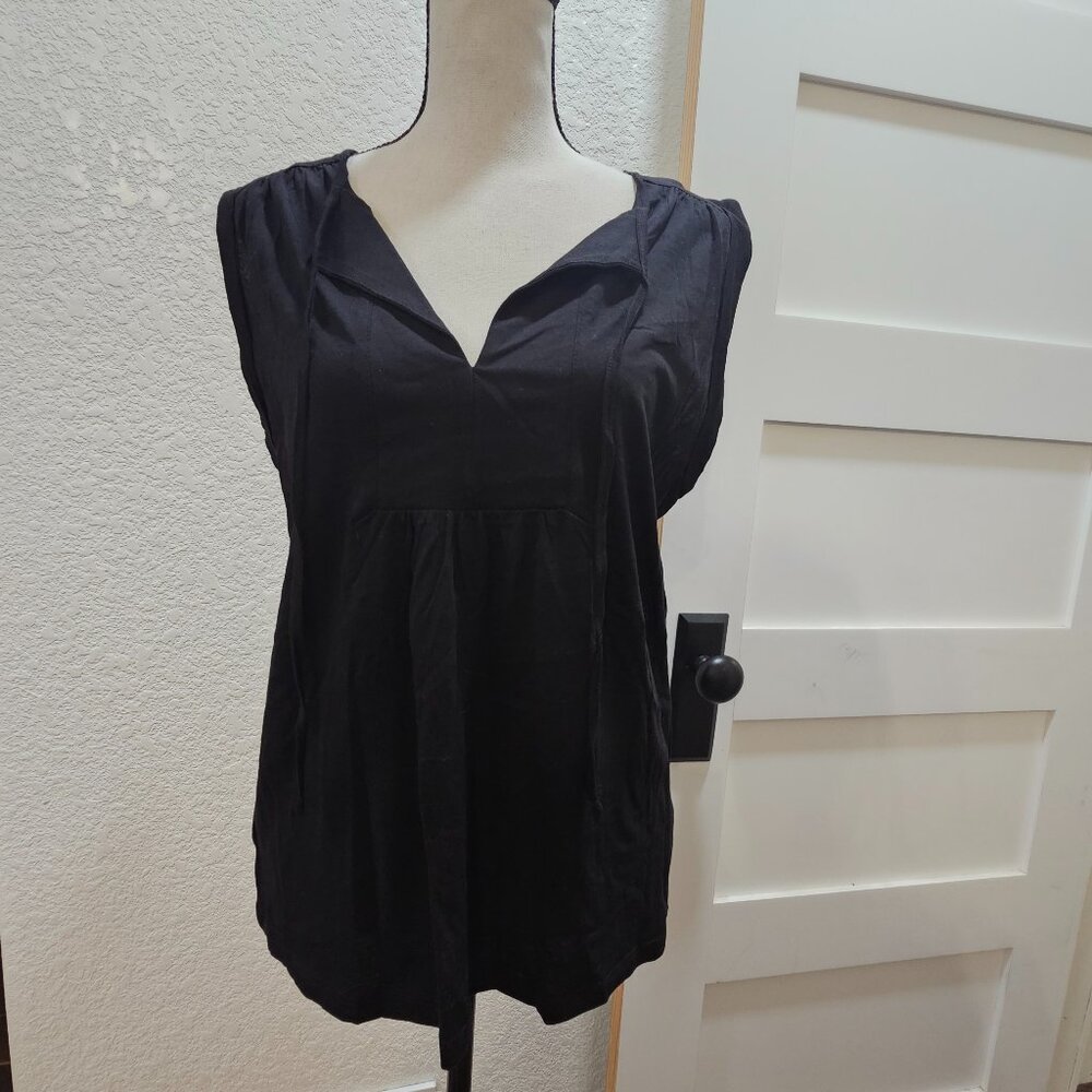 Black V-Neck Tank Top with Tie